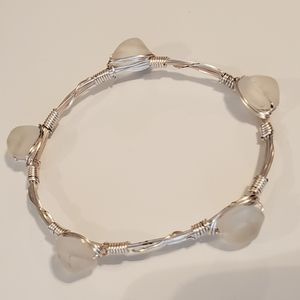 White Seaglass Bangle Bracelet